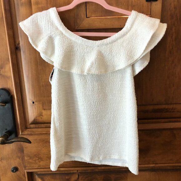 Anthropologie Dolan Cream Cotton Ruffle Top Size X Small NWT - Picture 3 of 12